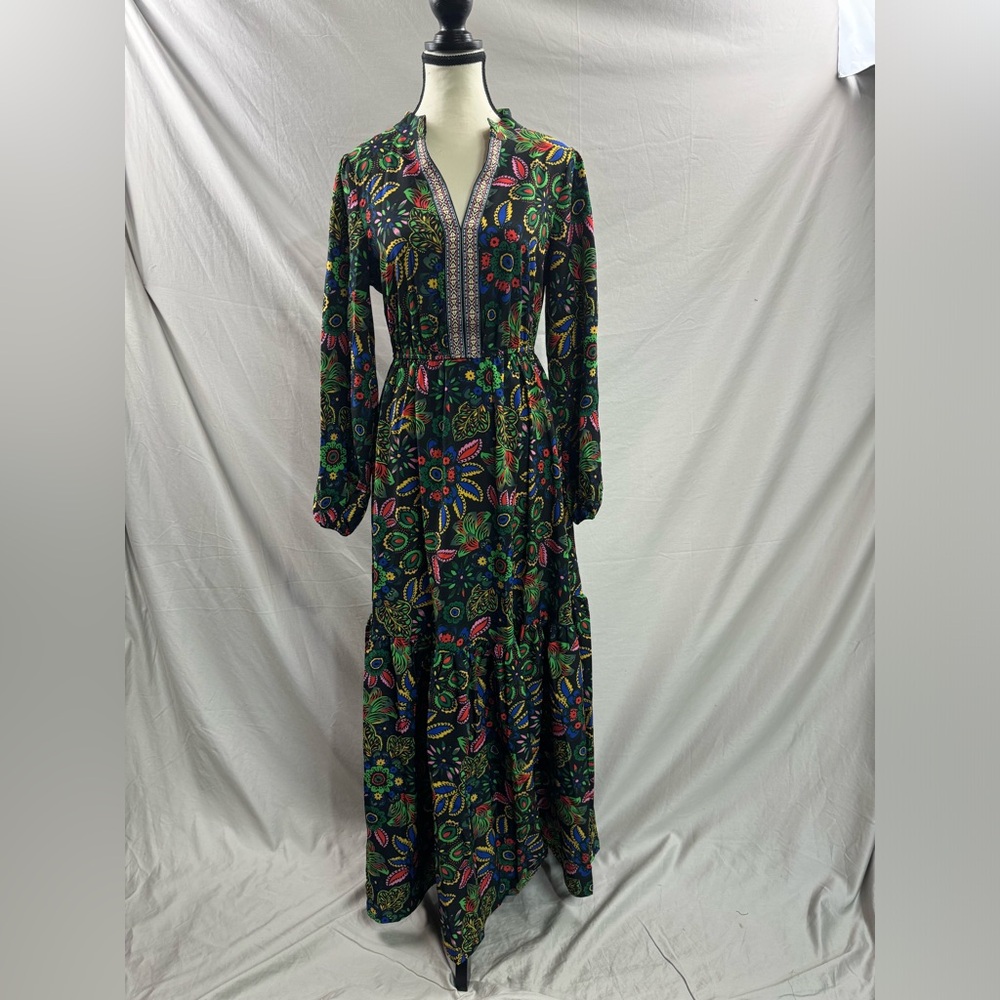 Boho Floral Print Lantern Sleeve Dress - Picture 6 of 8